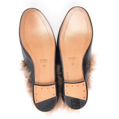 Gucci Malaga Kid Fur Womens Jordaan Loafers 37 Black Natural 6 of 9
