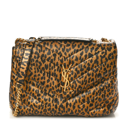 Saint Laurent Calfskin Y Quilted Monogram Small Loulou Chain Satchel Leopard 1 of 14