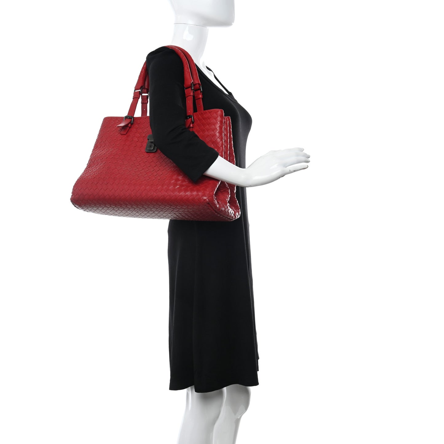 Nappa Intrecciato Medium Roma Tote Red