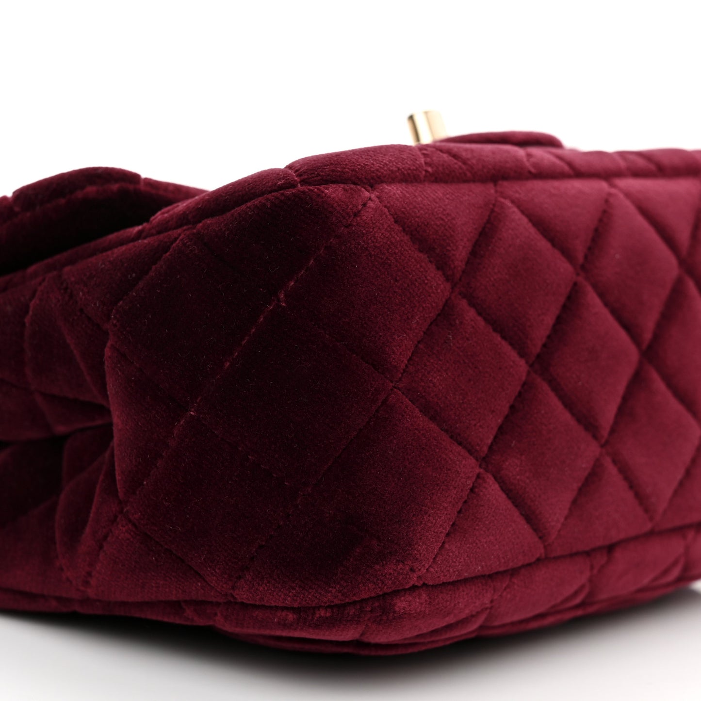 Velvet Quilted Mini Square Pearl Crush Flap Burgundy