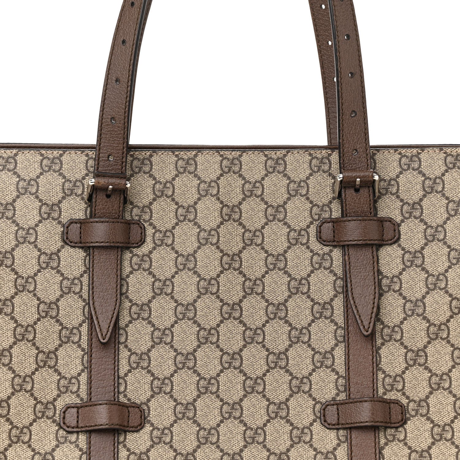 Gucci GG Supreme Monogram Textured Dollar Calfskin Medium Detail Tote Beige Ebony New Acero 8 of 12