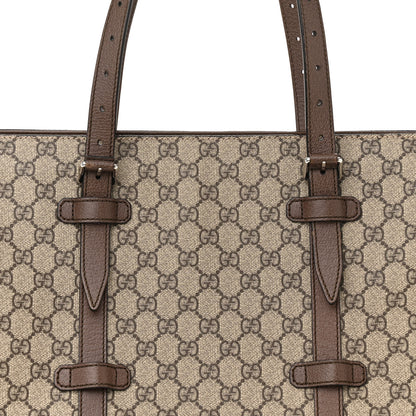 Gucci GG Supreme Monogram Textured Dollar Calfskin Medium Detail Tote Beige Ebony New Acero 8 of 12
