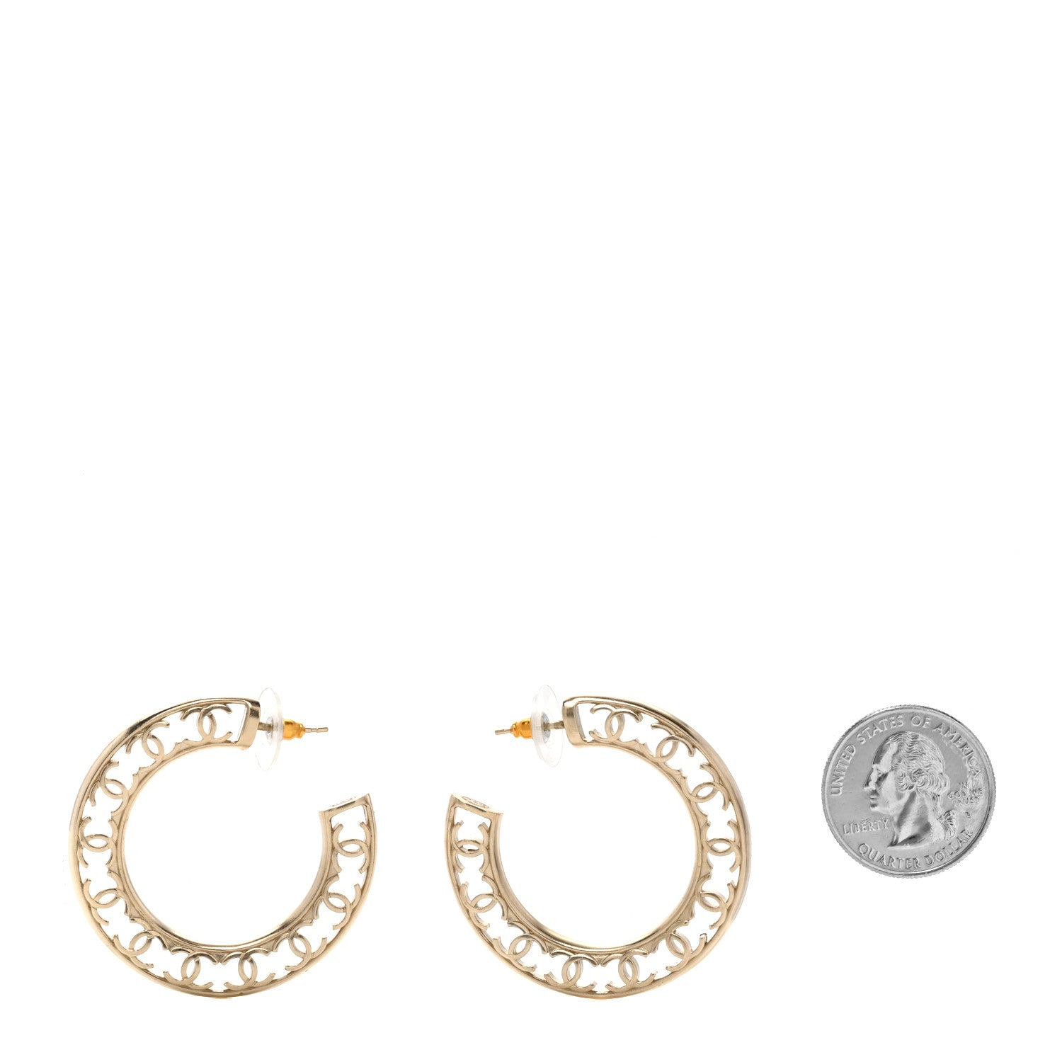Chanel CC Hoop Earrings Gold 2 of 4