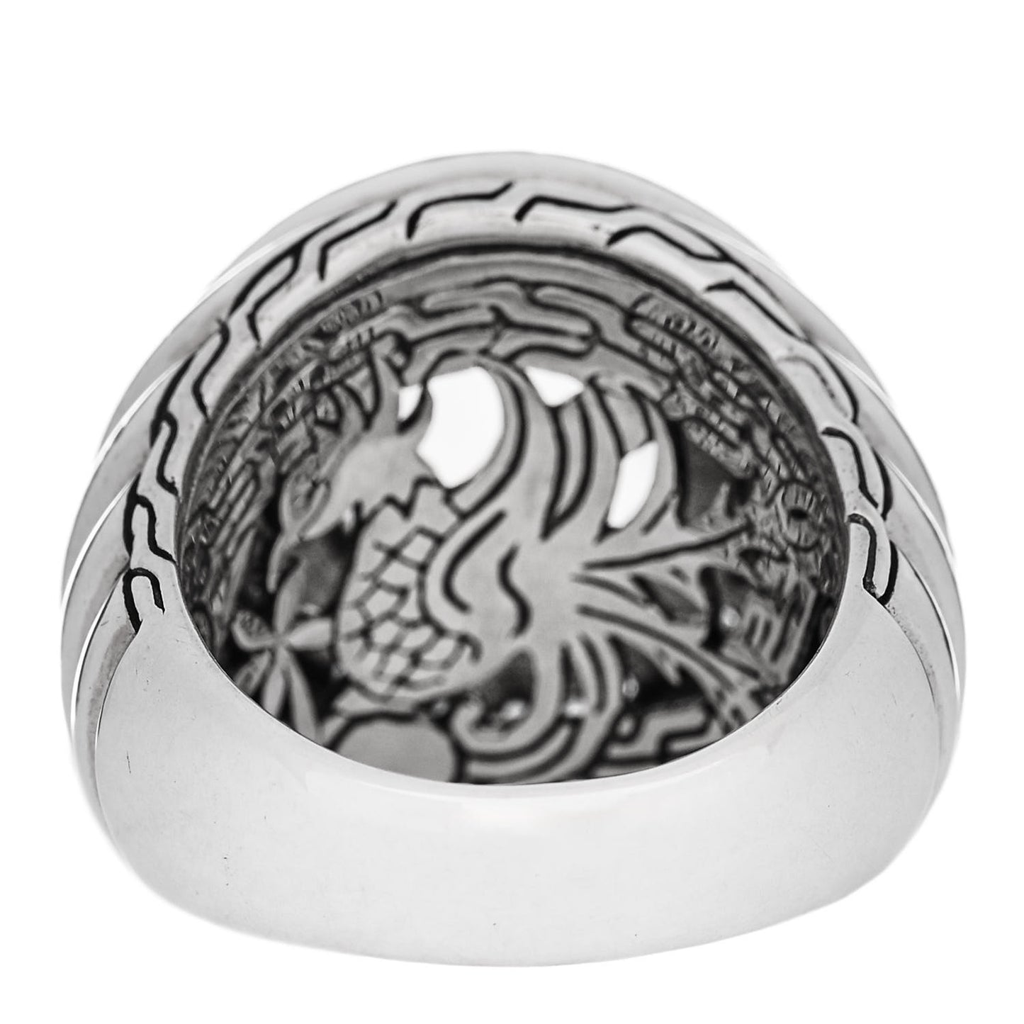 Sterling Silver White Quartz White Sapphire Batu Bedeg Ring 52 6