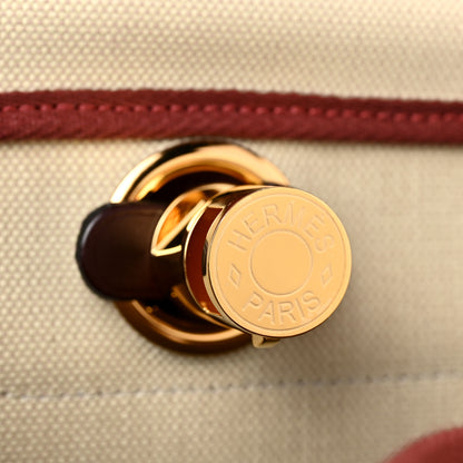 Hermes Military Toile Vache Hunter Herbag Zip Retourne 31 PM Beton Rouge Sellier 7 of 11