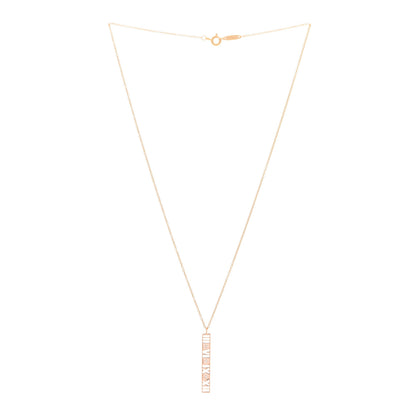 Tiffany 18K Rose Gold Diamond Atlas Bar Pendant Necklace 5 of 8