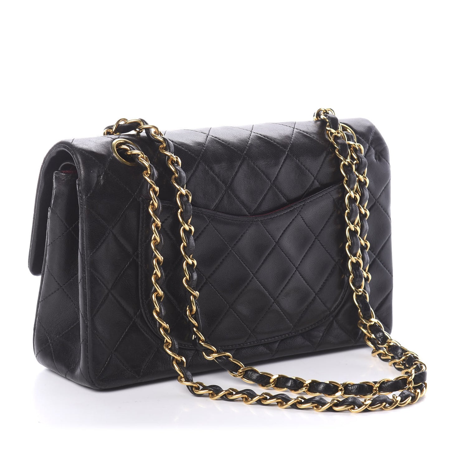 Lambskin Quilted Small Double Flap Black