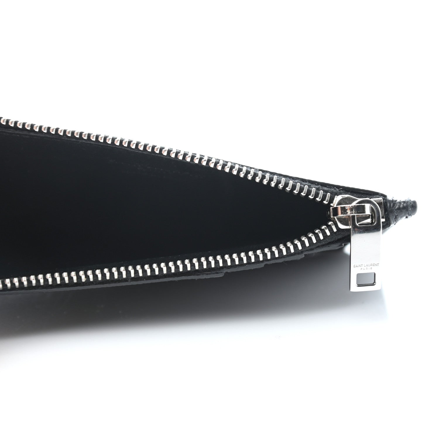 Saint Laurent Grained Calfskin 5 Fragments Zip Pouch Card Holder Black 5 of 8