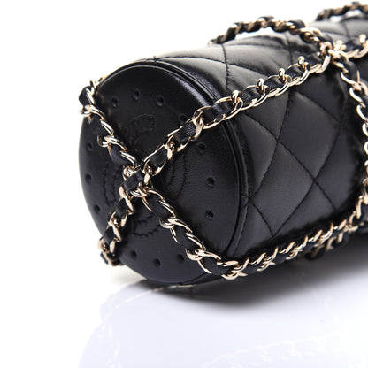 Chanel Lambskin Quilted CC To Drink Water Bottle Black Gold 7 of 15
