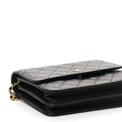 Chanel Letter Calfskin Embossed Quilted Square Wallet On Chain WOC Black 18 of 27