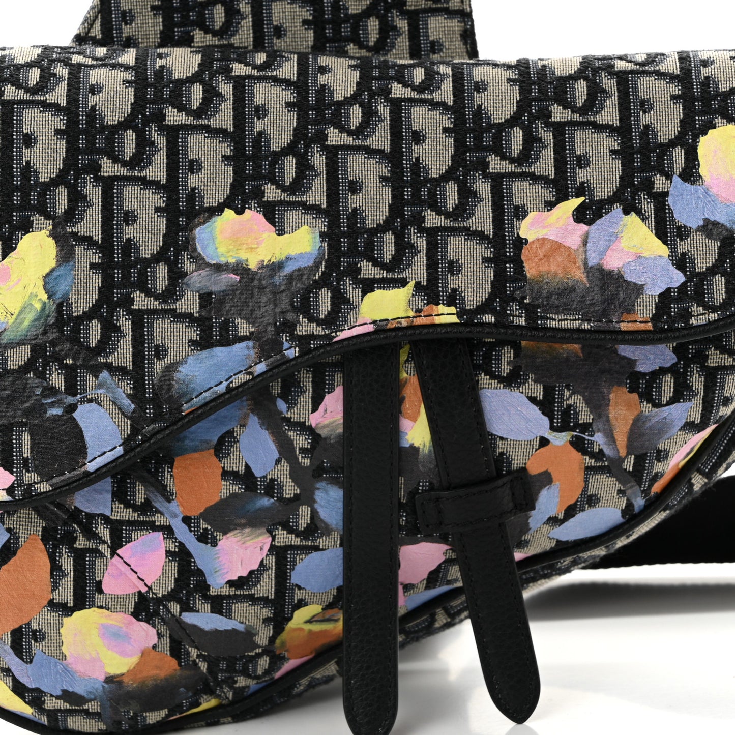 X ALEX FOXOTN Oblique Floral Print Mens Saddle Bag Blue Multicolor