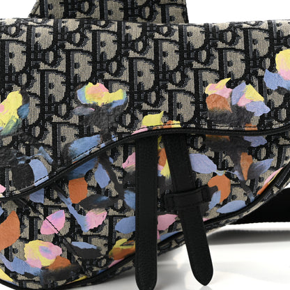 Christian Dior X ALEX FOXOTN Oblique Floral Print Mens Saddle Bag Blue Multicolor 7 of 11
