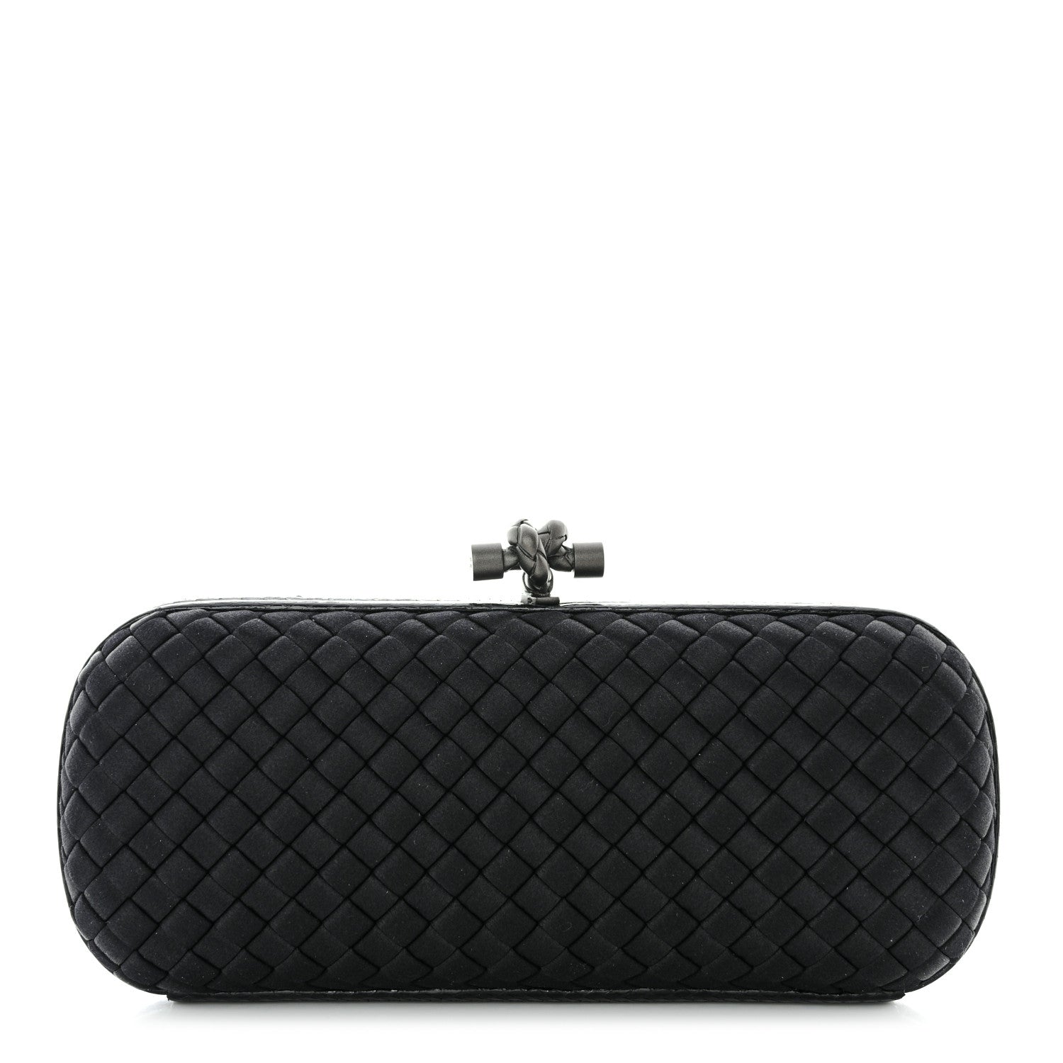 Bottega Veneta Satin Ayers Intreccio Impero Stretch Knot Clutch Black 1 of 8