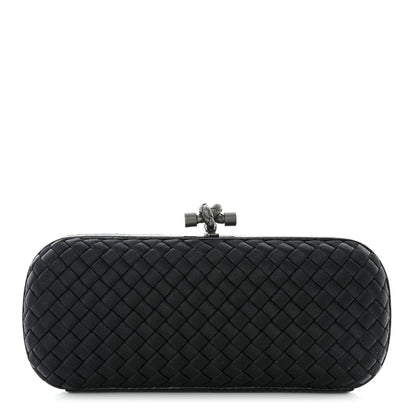 Bottega Veneta Satin Ayers Intreccio Impero Stretch Knot Clutch Black 1 of 8