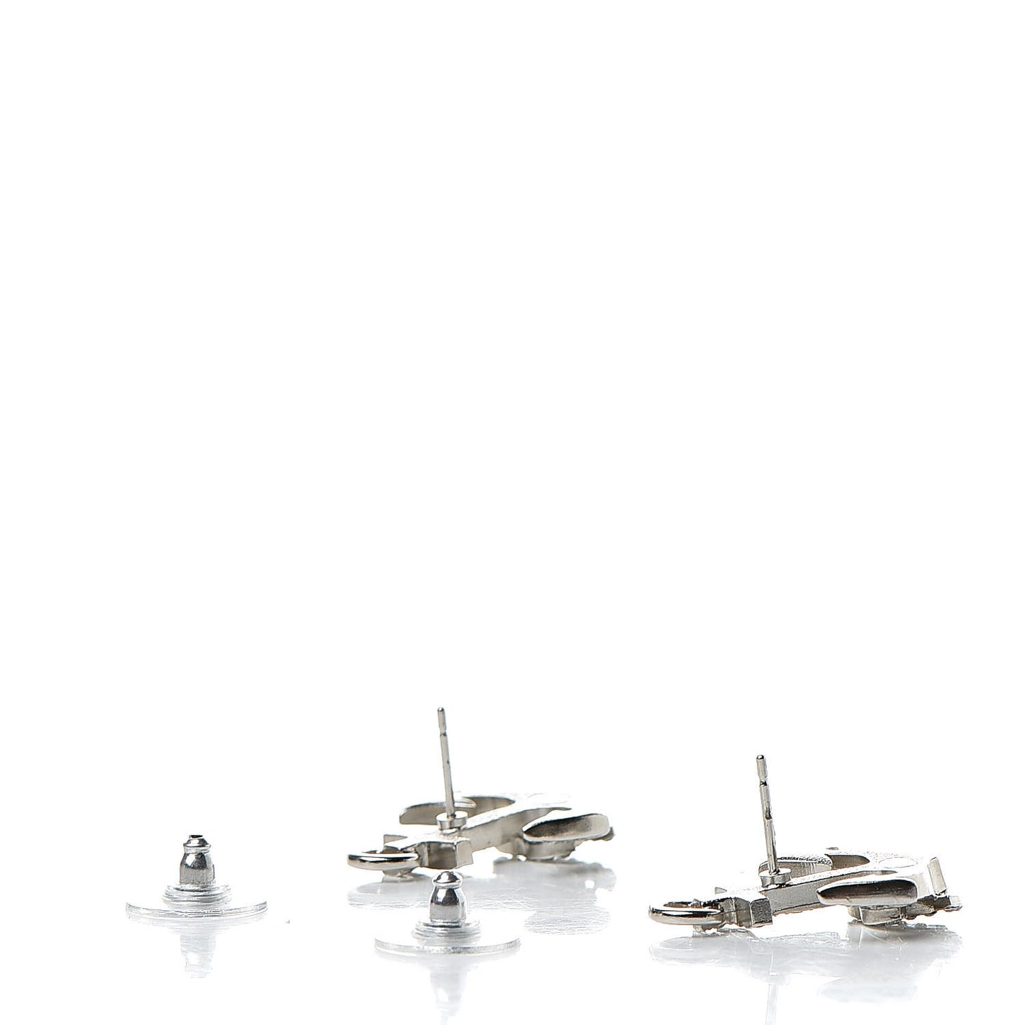 Crystal CC Anchor Earrings Silver