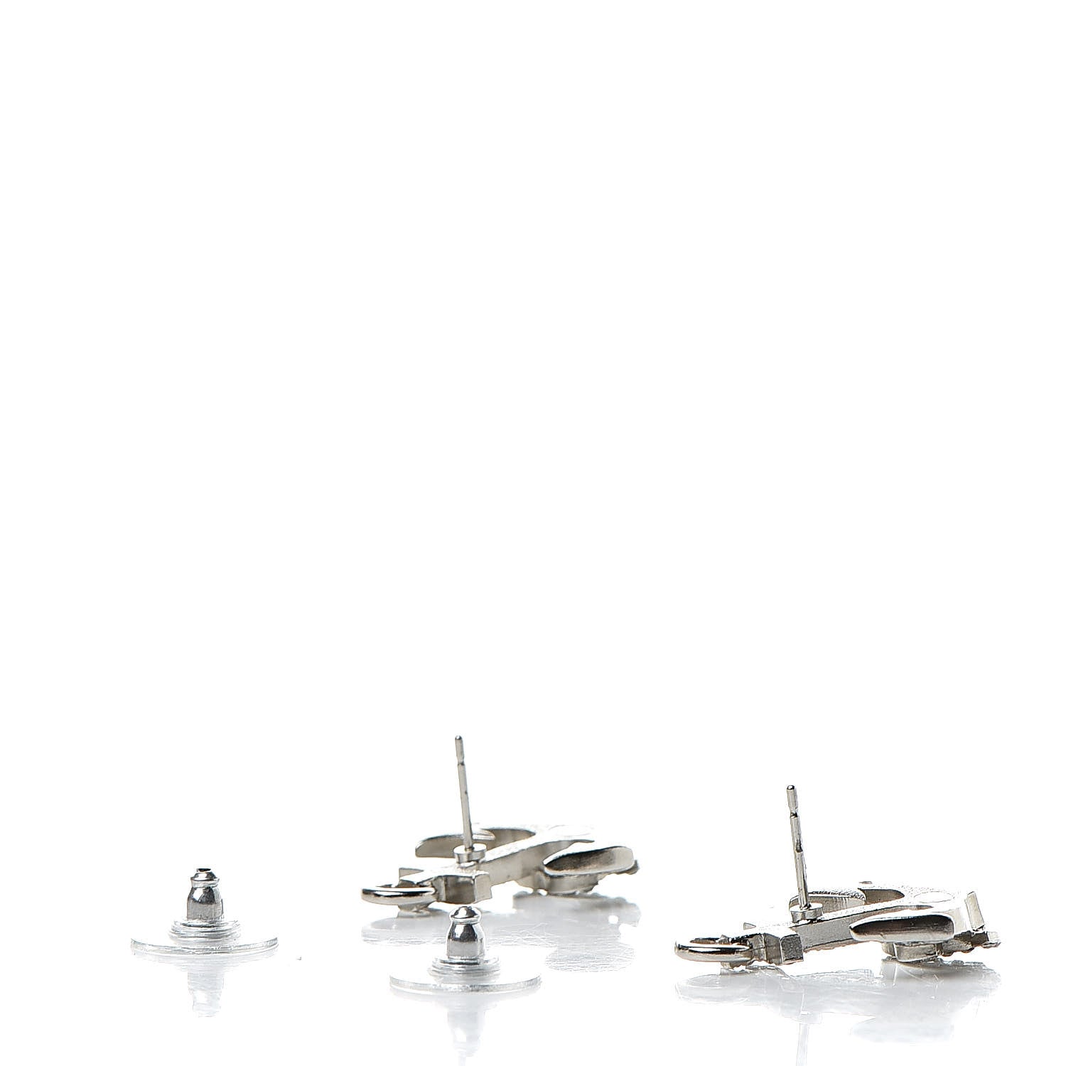 Chanel Crystal CC Anchor Earrings Silver 3 of 5