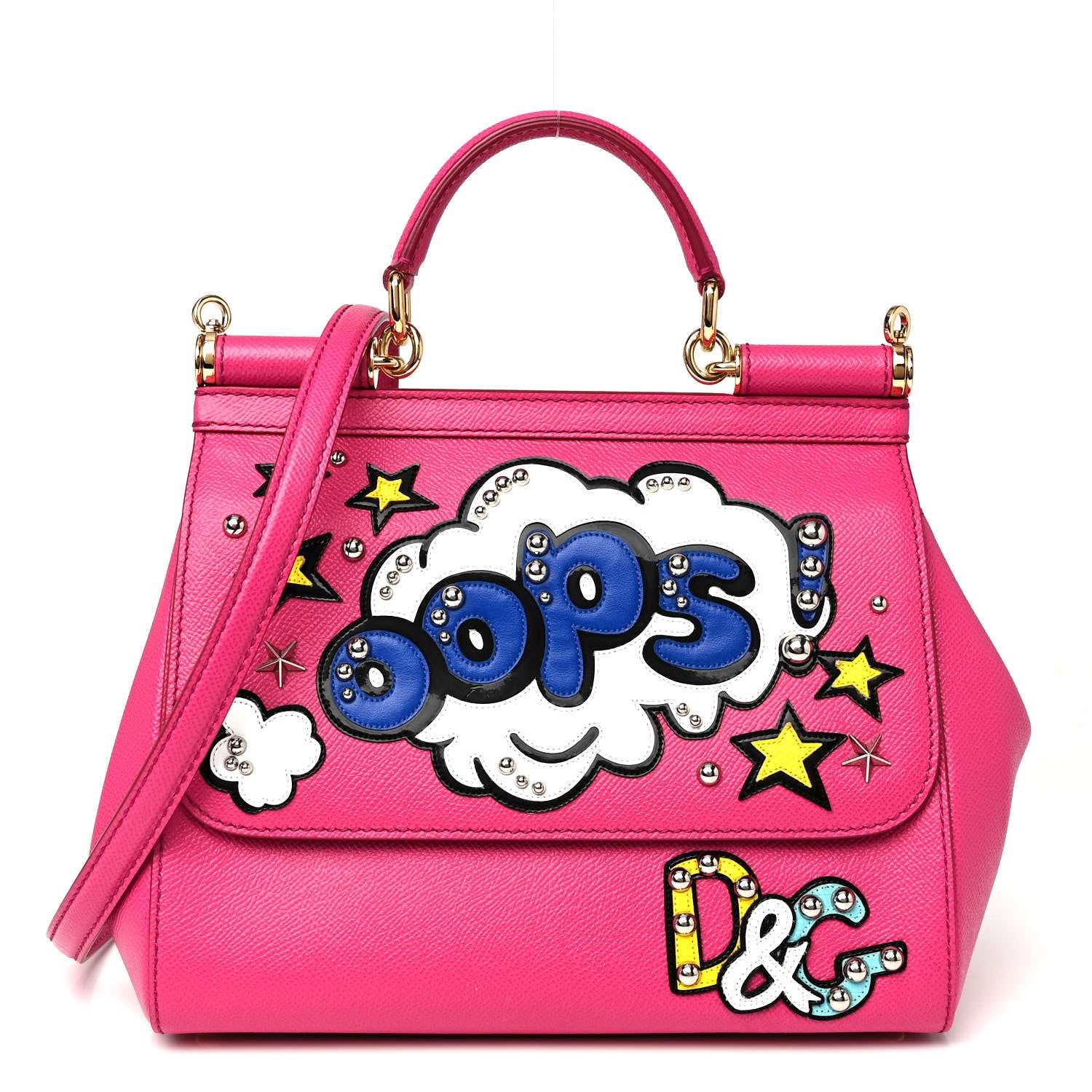 Dolce & Gabbana Dauphine Oops Patch Medium Miss Sicily Satchel Rosa Geranio 1 of 10