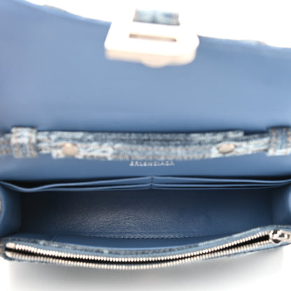 Balenciaga Denim BB Monogram Hourglass Chain Bag Blue 5 of 9