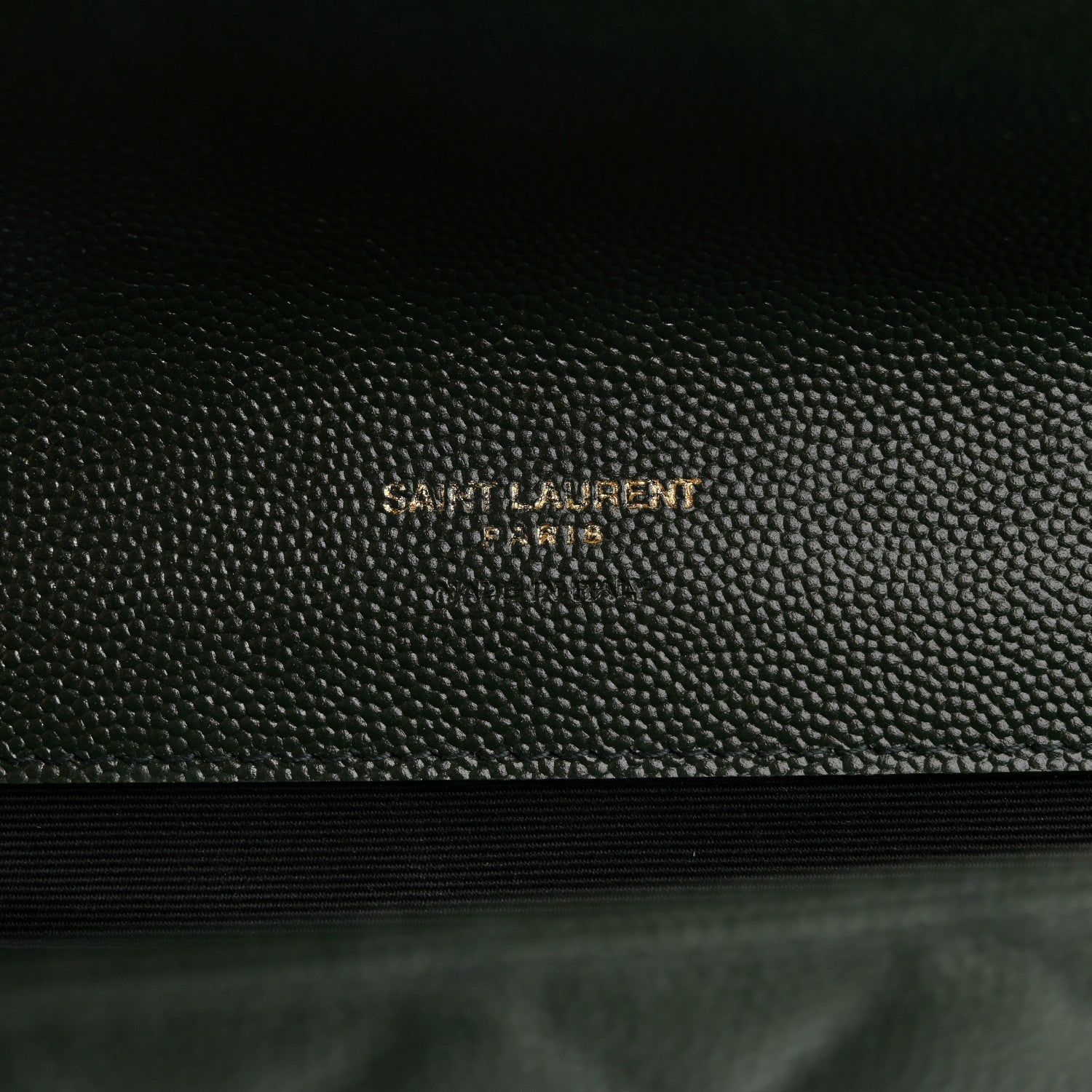 Saint Laurent Grain De Poudre Textured Mixed Matelasse Triquilt Monogram Clutch Vert Fonce 6 of 12