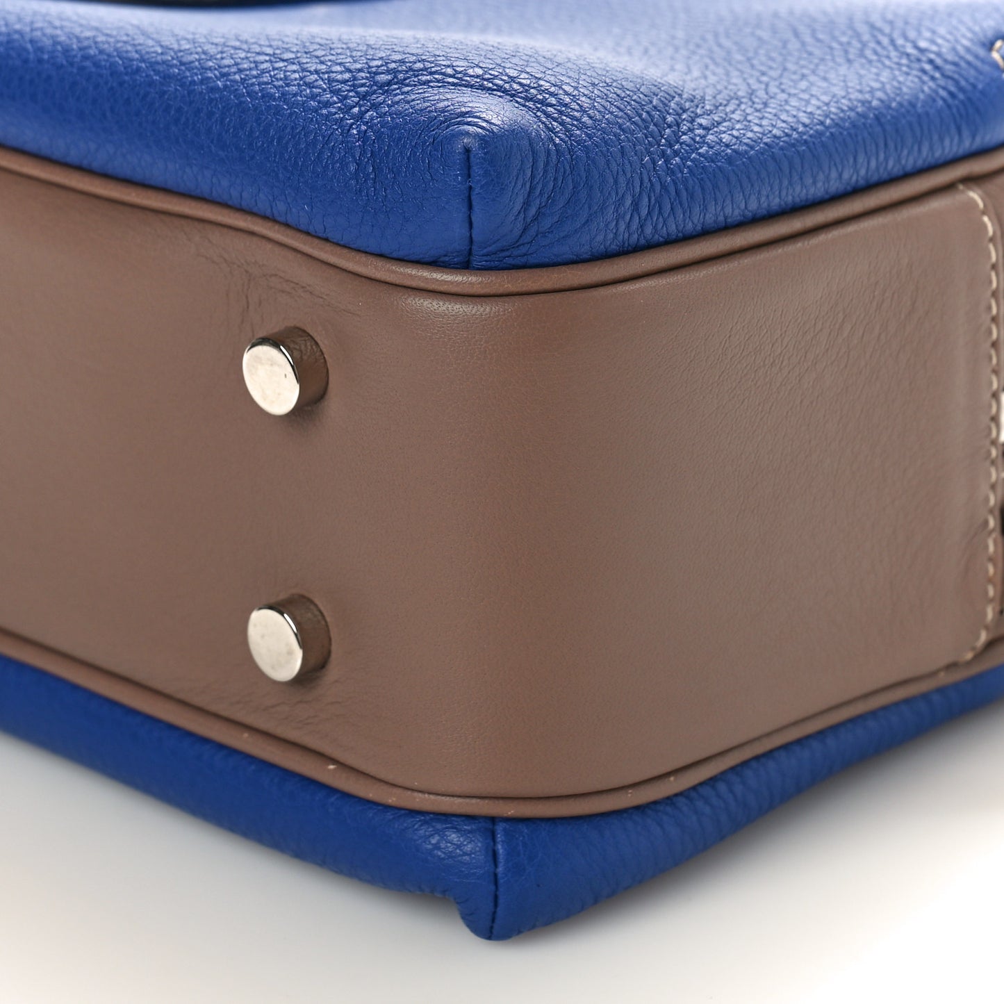 Grained Calfskin Bridle P Shoulder Bag Blue Warm Mastic