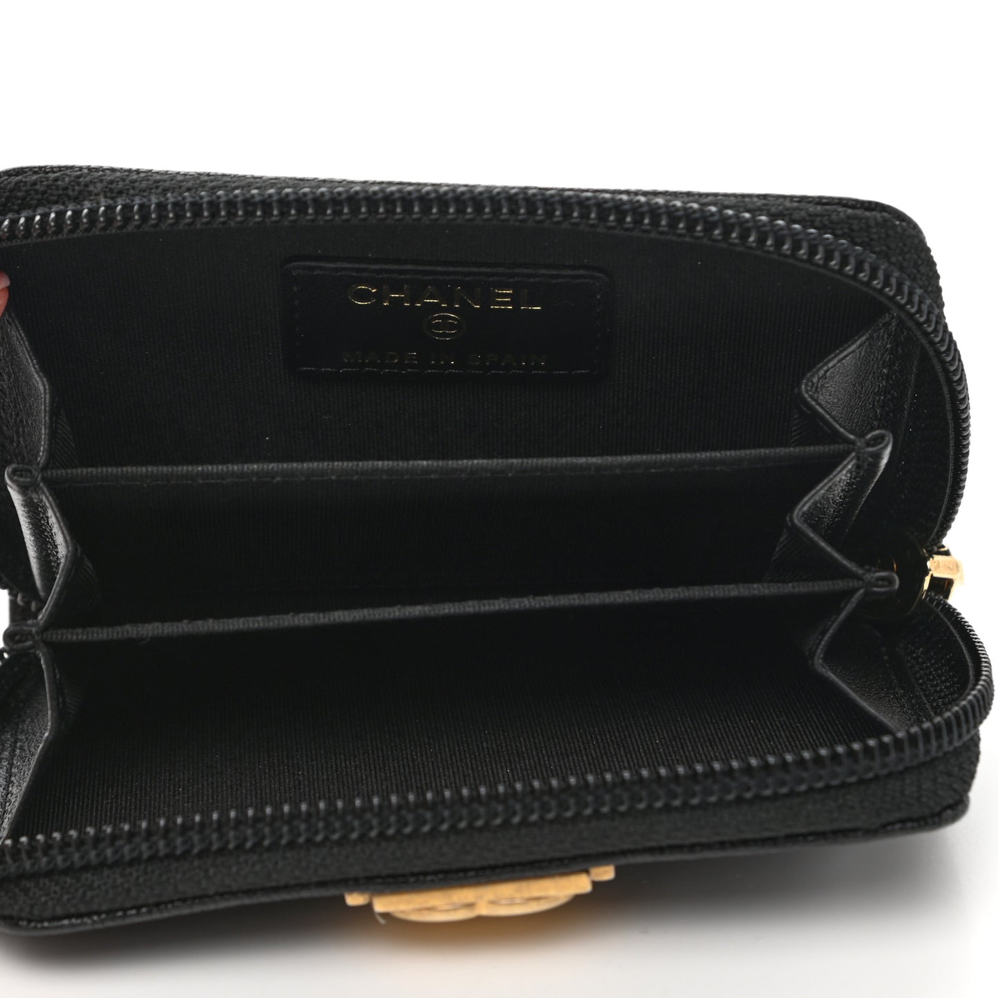Caviar Quilted Boy Zip Around Coin Purse Wallet Black