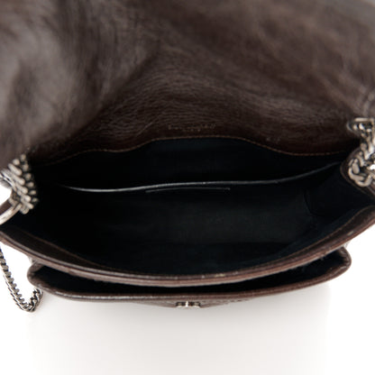 Saint Laurent Crinkled Lambskin Matelasse Monogram Baby Niki Chain Satchel Chocolate 5 of 11