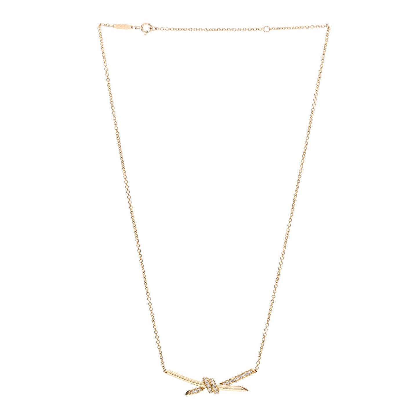18K Yellow Gold Diamond Knot Necklace
