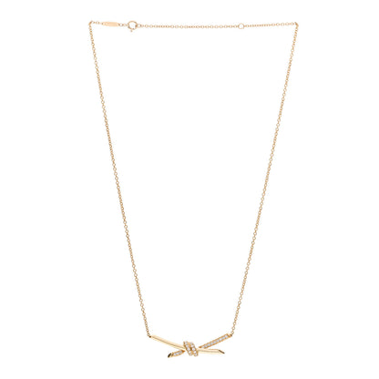 Tiffany 18K Yellow Gold Diamond Knot Necklace 3 of 6