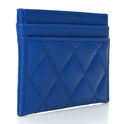 Chanel Caviar Quilted Studded CC Card Holder Blue 3 of 9