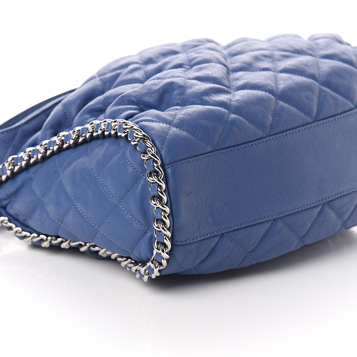 Chanel Washed Lambskin Chain Around Hobo Blue 8 of 9