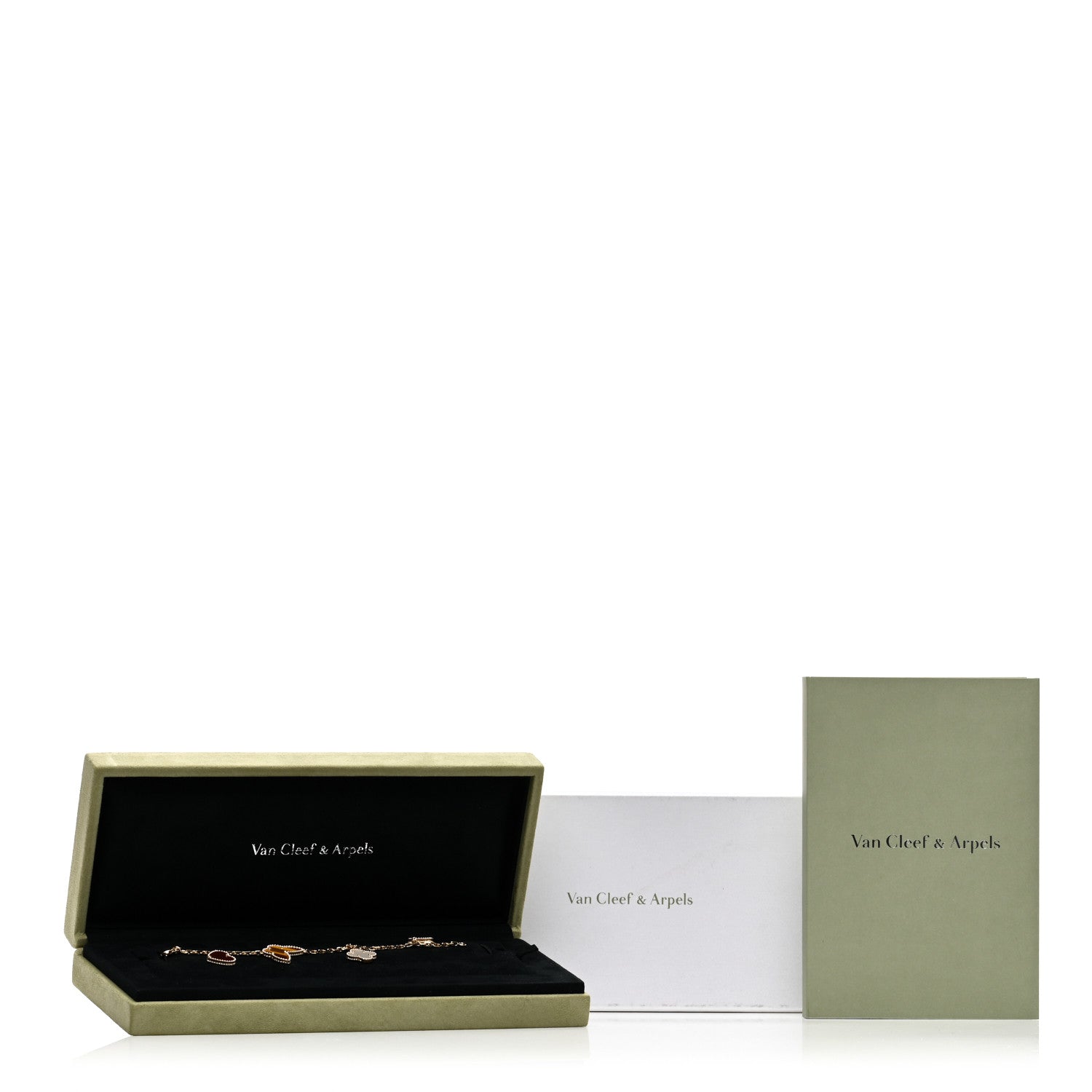 Van Cleef & Arpels 18K Yellow Gold Mother of Pearl Malachite Carnelian Tiger Eye 4 Motifs Lucky Alhambra Bracelet 4 of 4