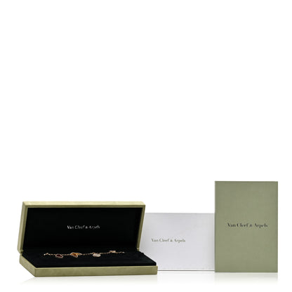 Van Cleef & Arpels 18K Yellow Gold Mother of Pearl Malachite Carnelian Tiger Eye 4 Motifs Lucky Alhambra Bracelet 4 of 4