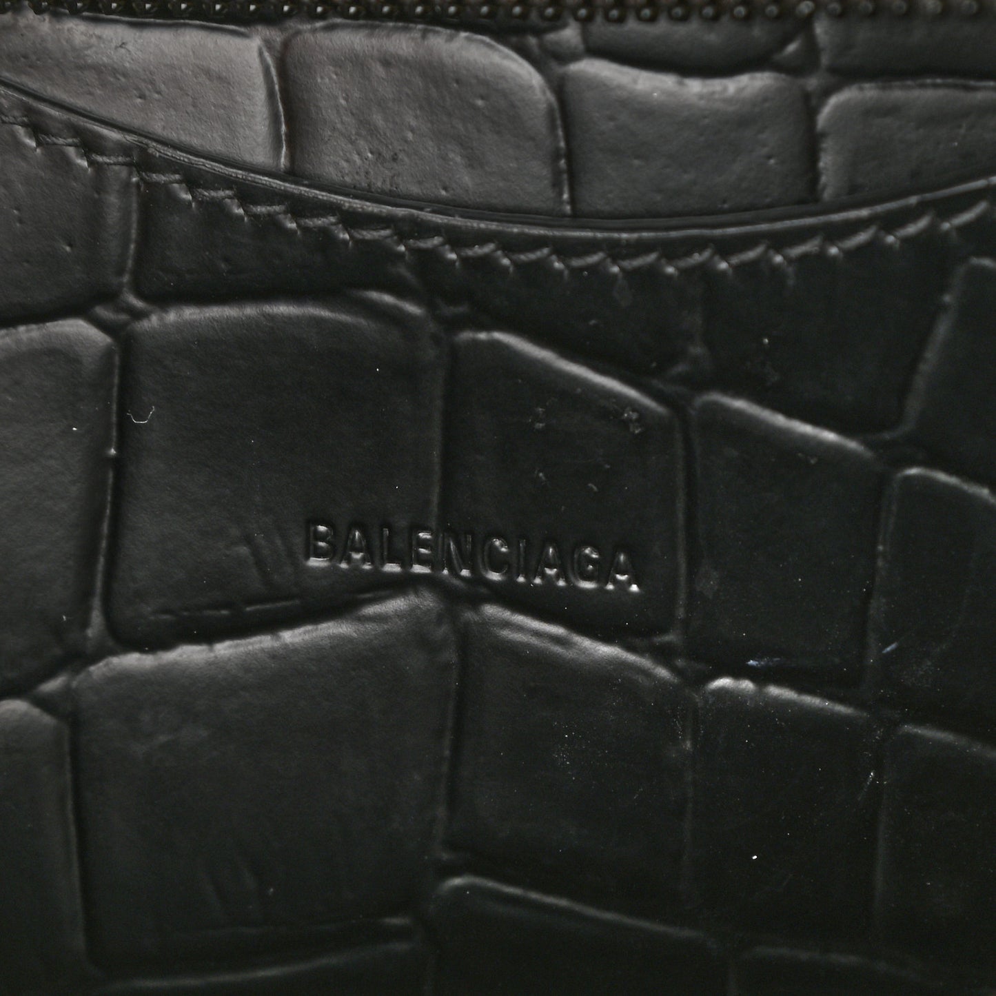 Semi Shiny Calfskin Crocodile Embossed Neo Classic Black Hardware Mini City Black