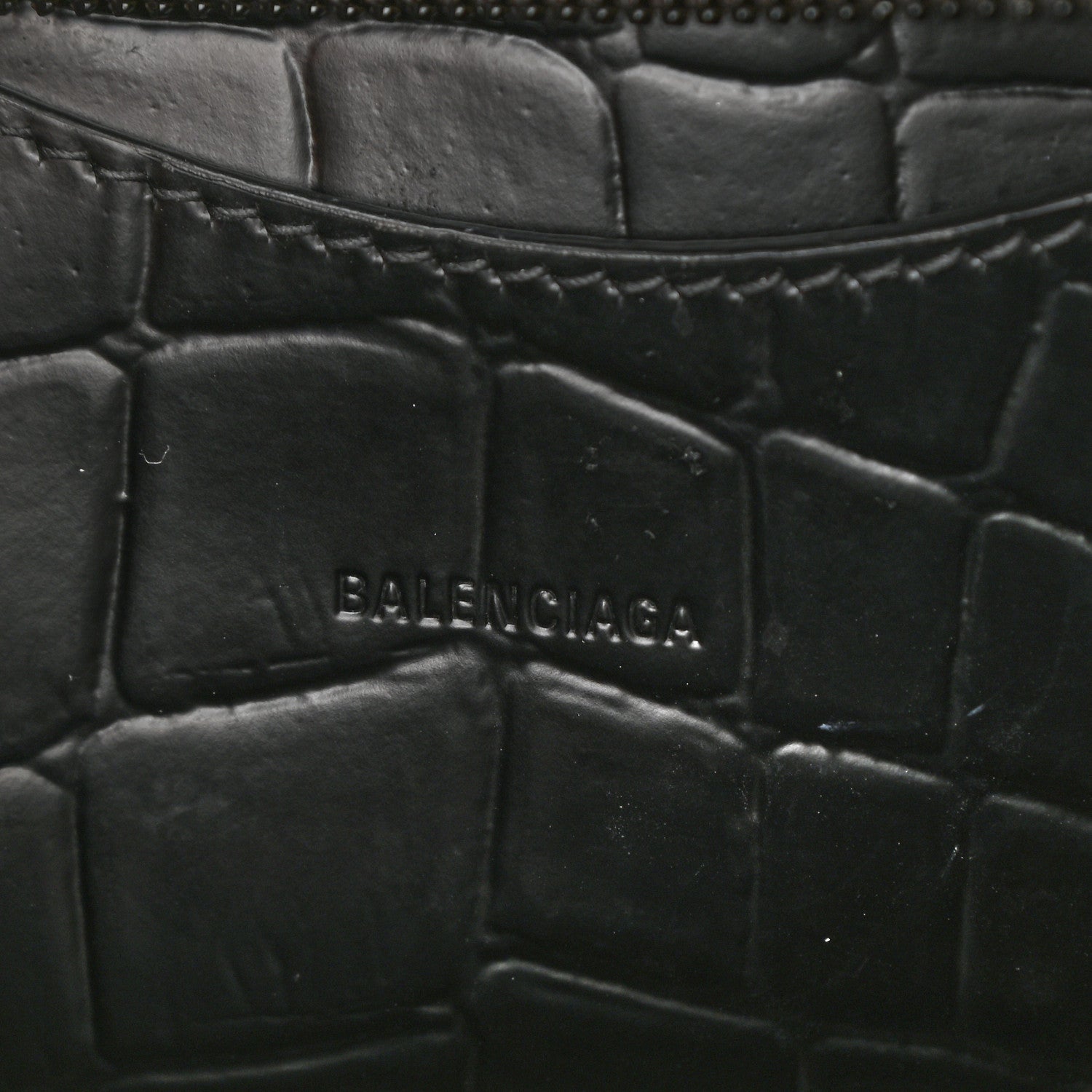 Balenciaga Semi Shiny Calfskin Crocodile Embossed Neo Classic Black Hardware Mini City Black 6 of 8