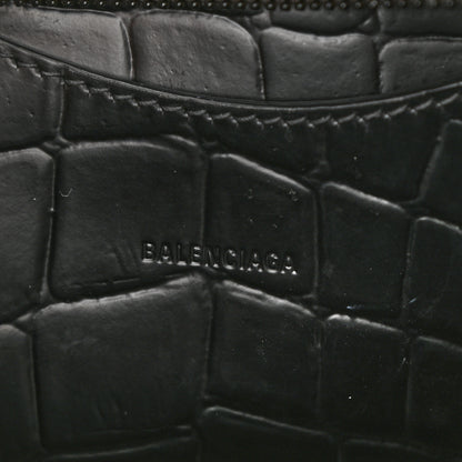 Balenciaga Semi Shiny Calfskin Crocodile Embossed Neo Classic Black Hardware Mini City Black 6 of 8