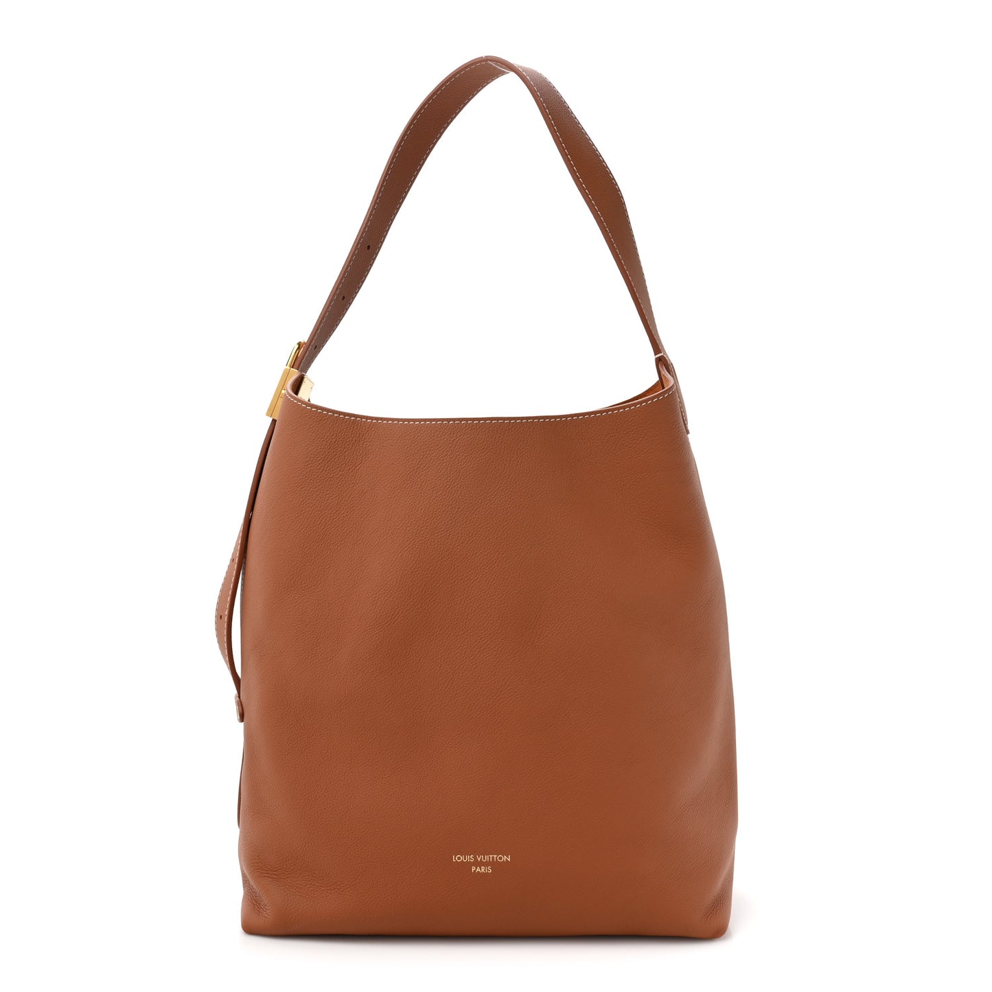 LOUIS VUITTON Grained Calfskin Low Key Hobo MM Cognac