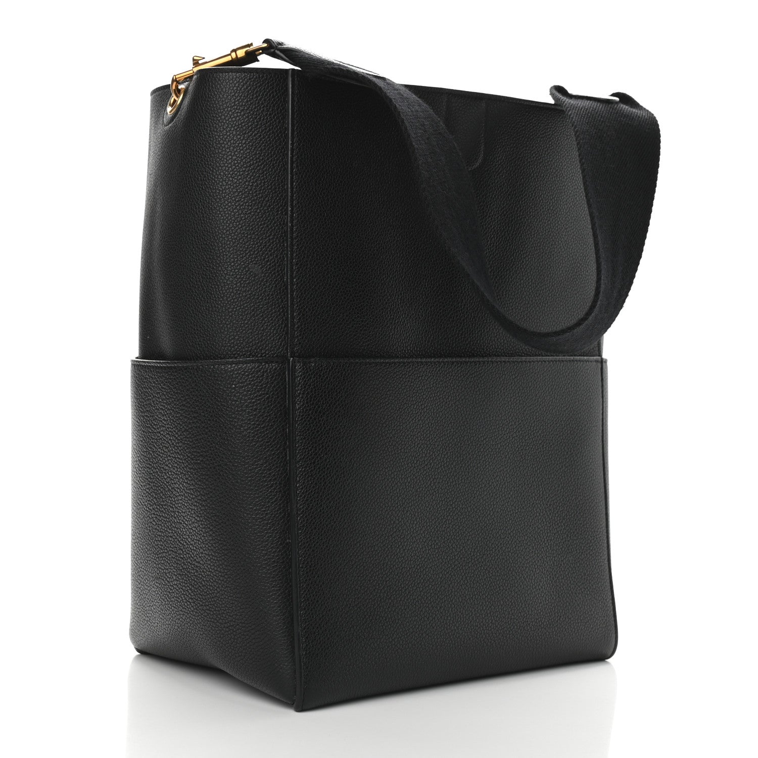 Celine Soft Grained Calfskin Sangle Bucket Bag Black 2 of 9