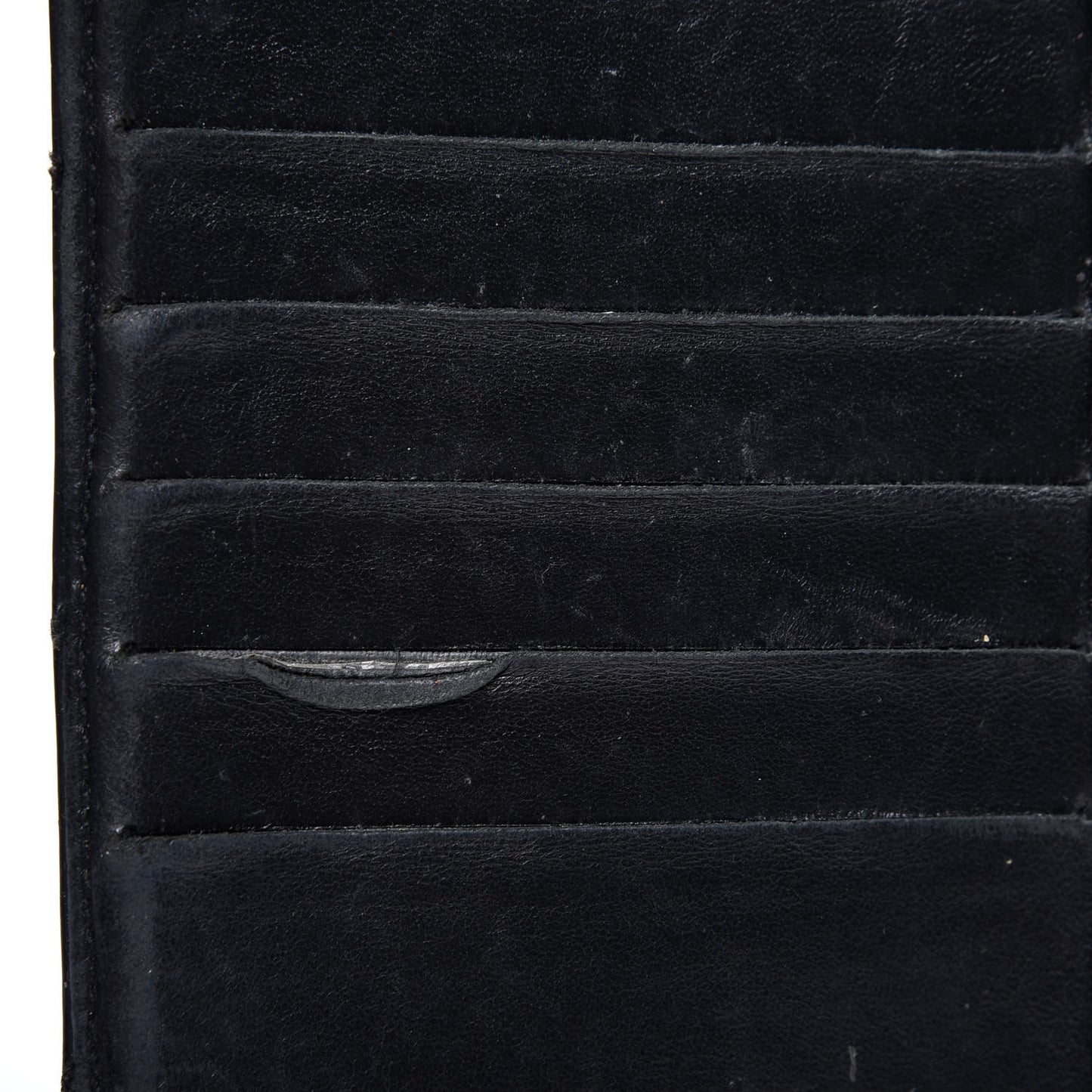 Glazed Calfskin Diamond Stitched French Wallet Black