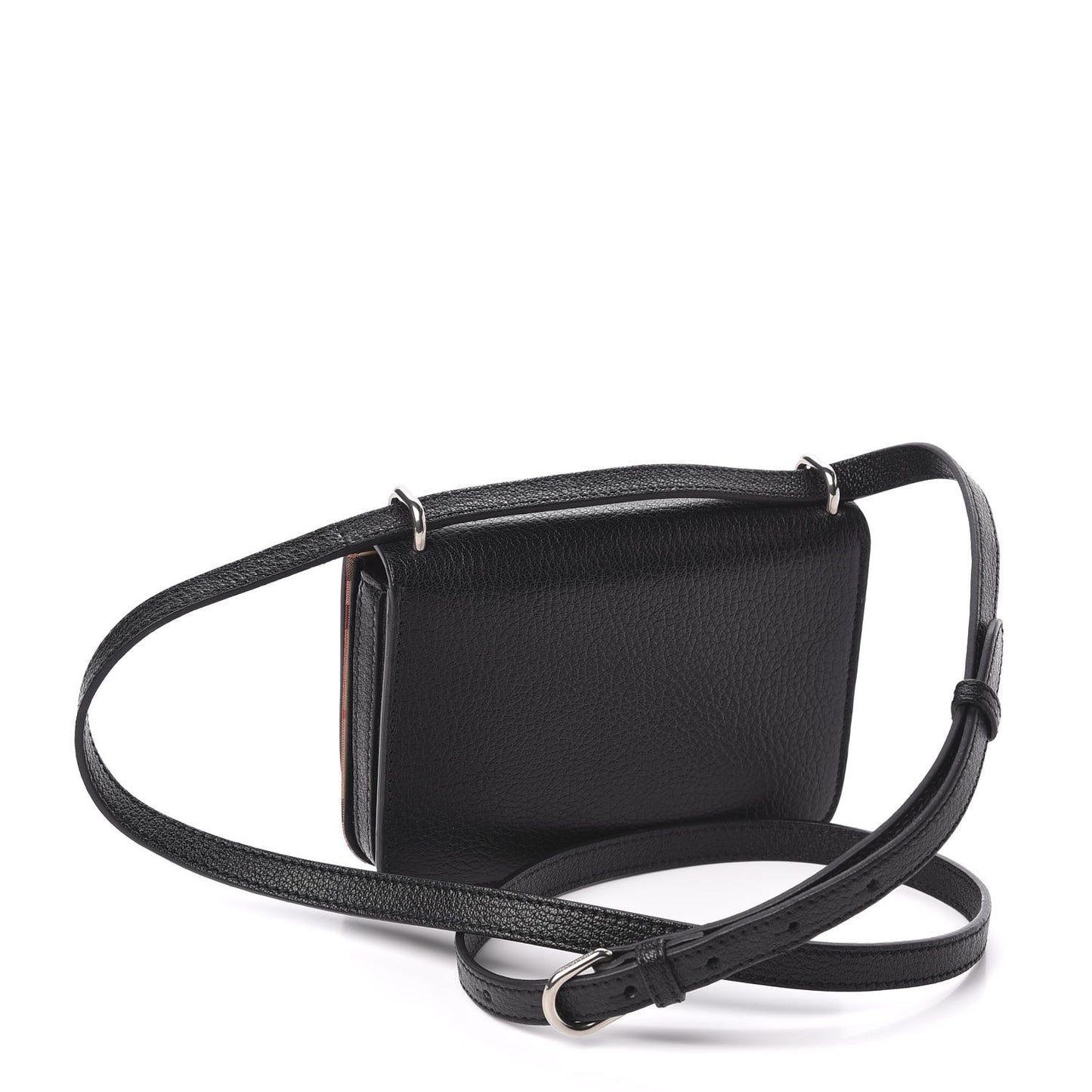 Goatskin Vintage Check Mini D-Ring Bag Black