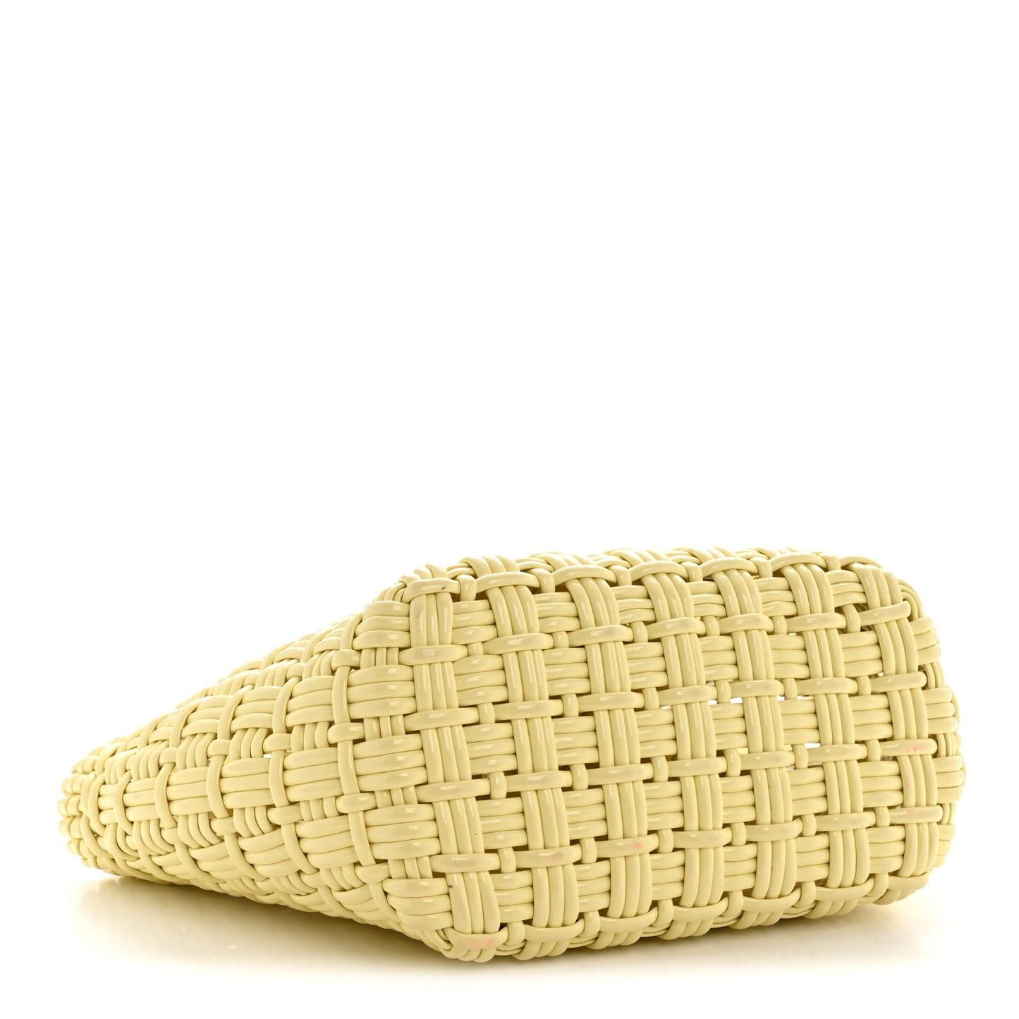 Varnished Faux Calfskin Braided XS Bistro Basket Pale Yellow