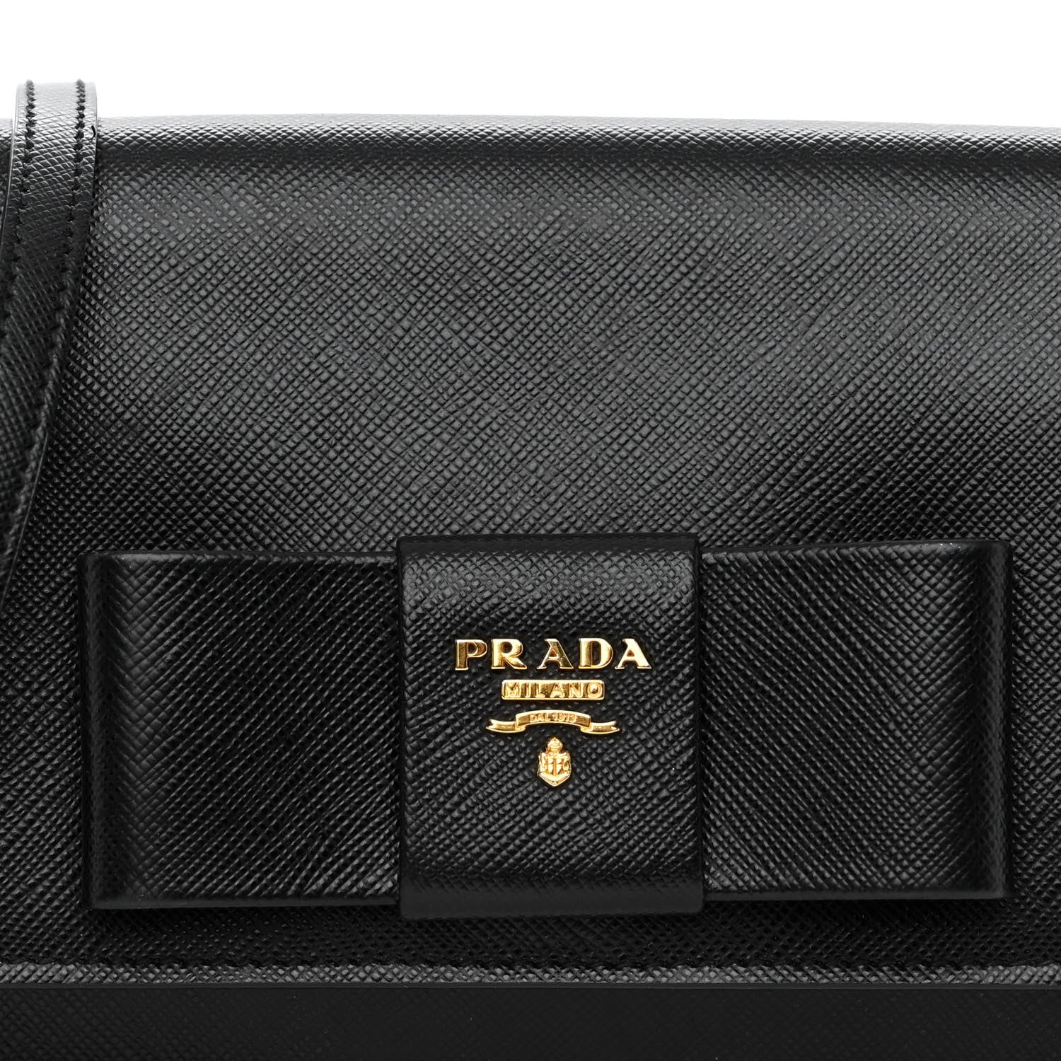 Prada Saffiano Lux Bow Crossbody Bag Black 8 of 10