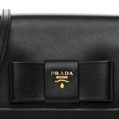 Prada Saffiano Lux Bow Crossbody Bag Black 8 of 10