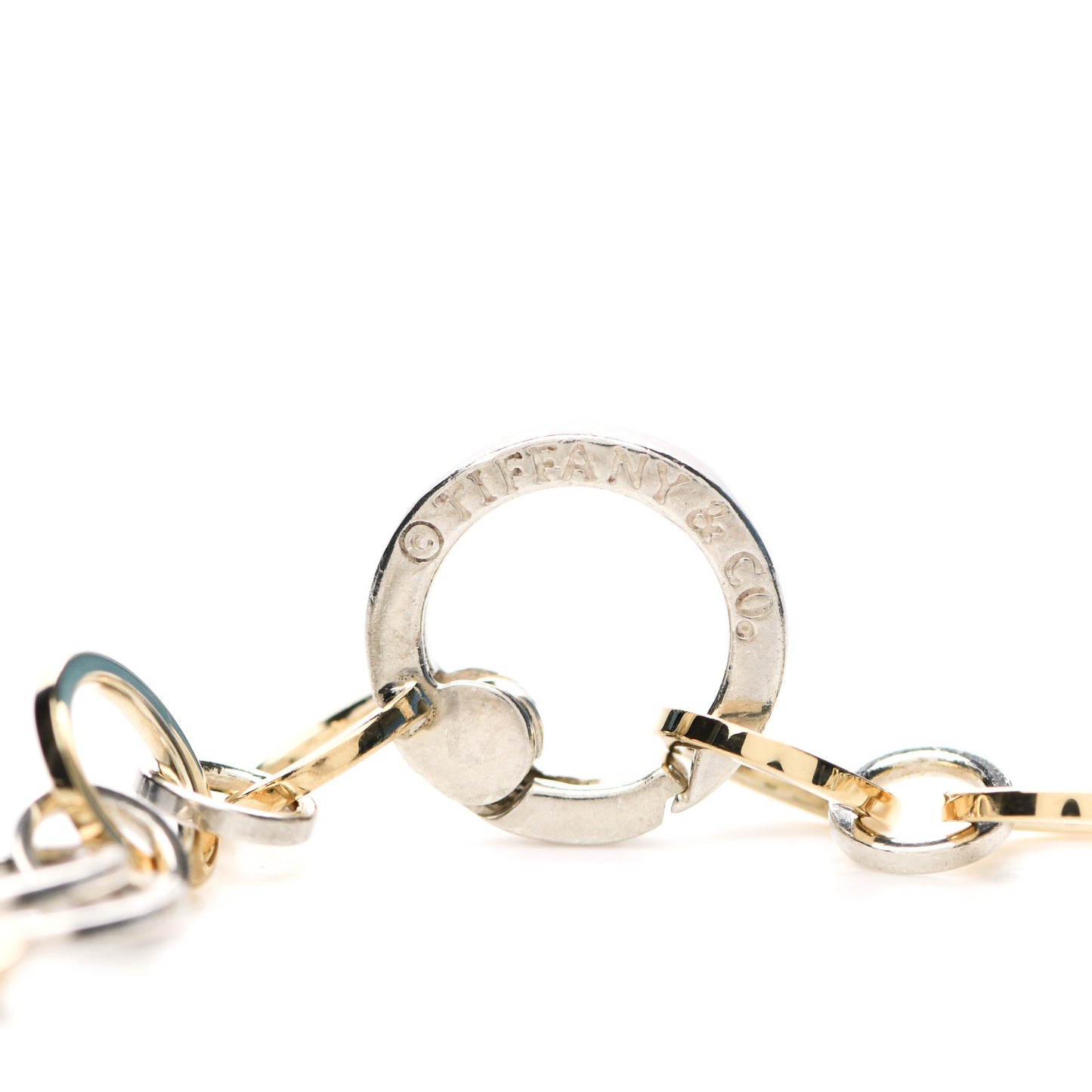 Sterling Silver 18K Yellow Gold Interlocking Circles Link Necklace