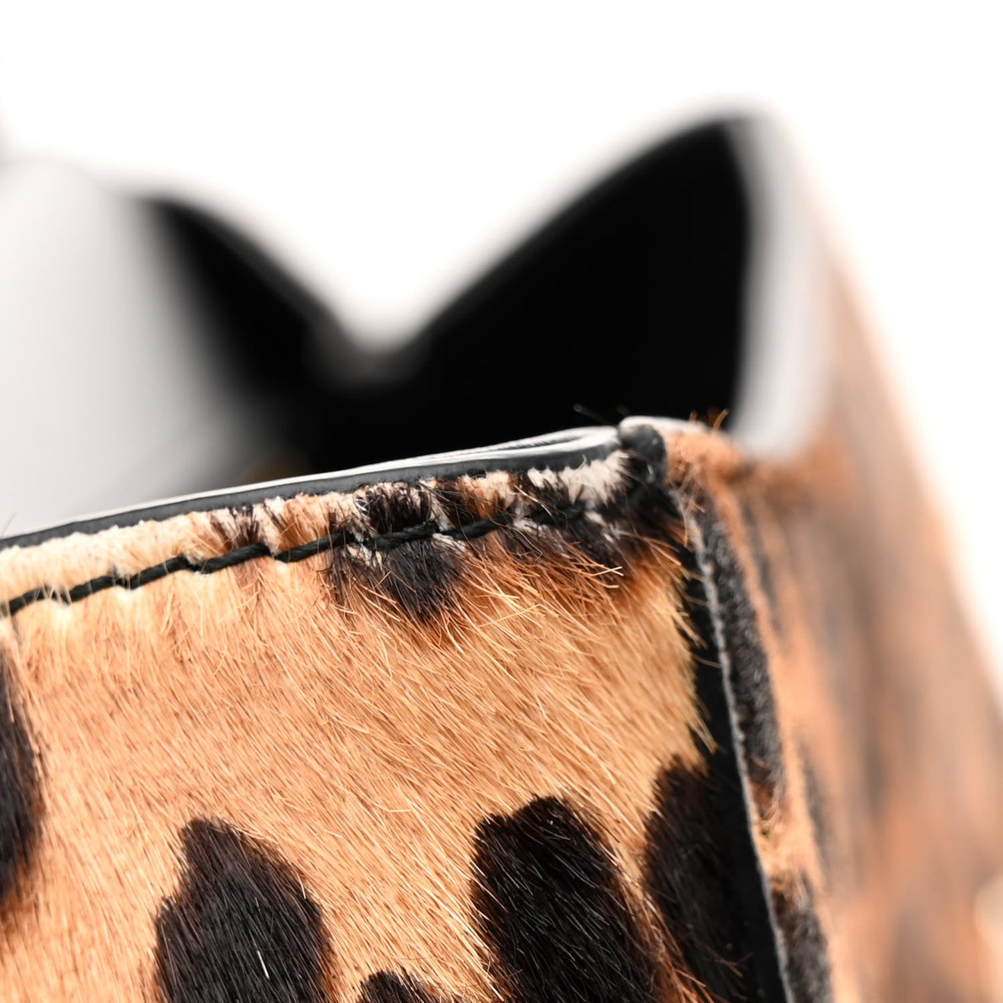 Calf Hair Leopard Print Small Miss Sicily Satchel Black
