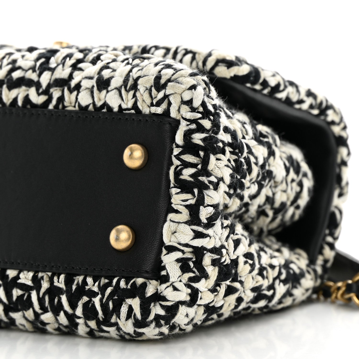 Chanel Tweed Quilted Mini Coco Handle Flap Black Beige 10 of 12