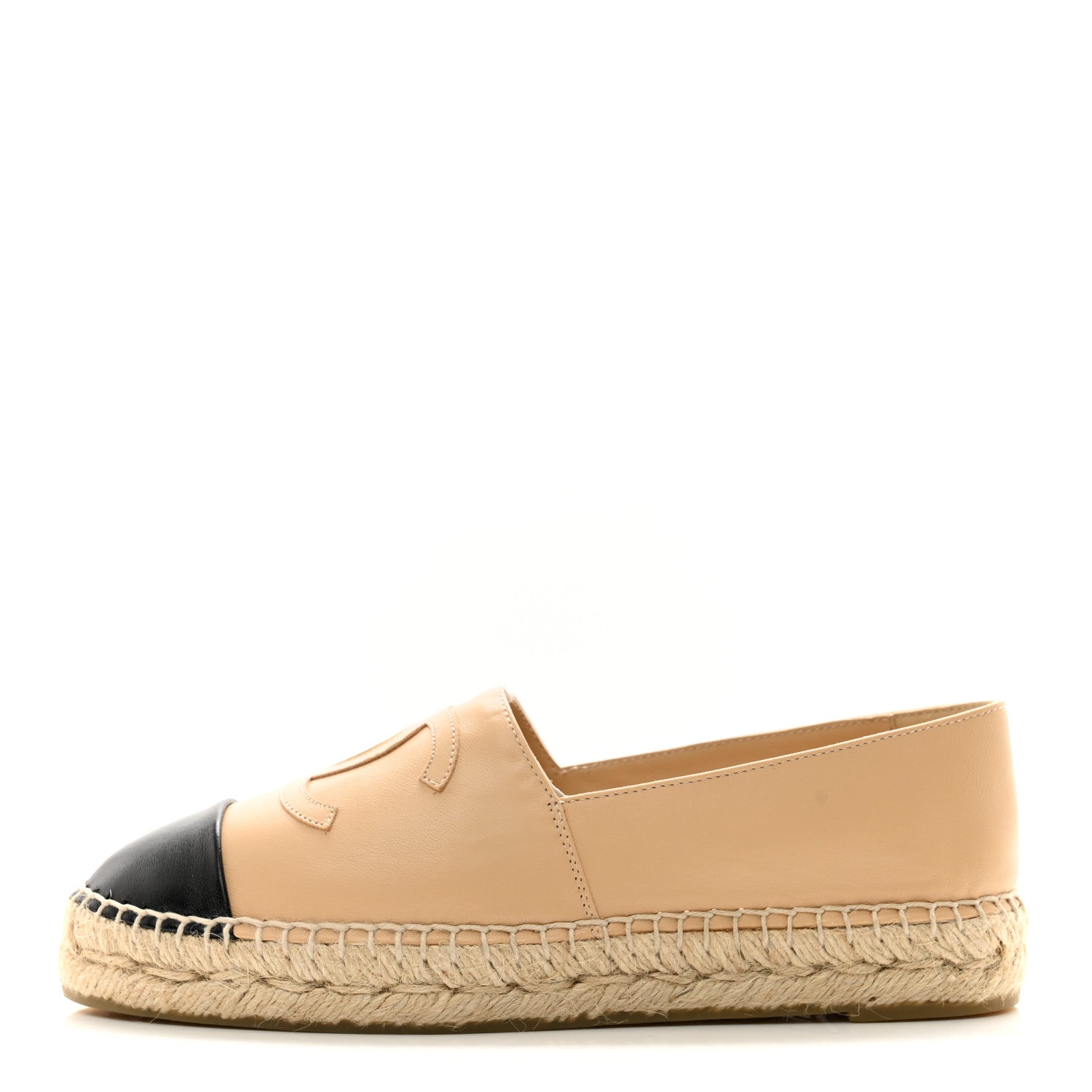 Chanel Lambskin CC Espadrilles 38 Beige Black 1 of 9