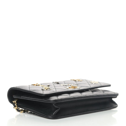Chanel Aged Calfskin Quilted Lucky Charms 2.55 Reissue Wallet On Chain WOC Black 3 of 6