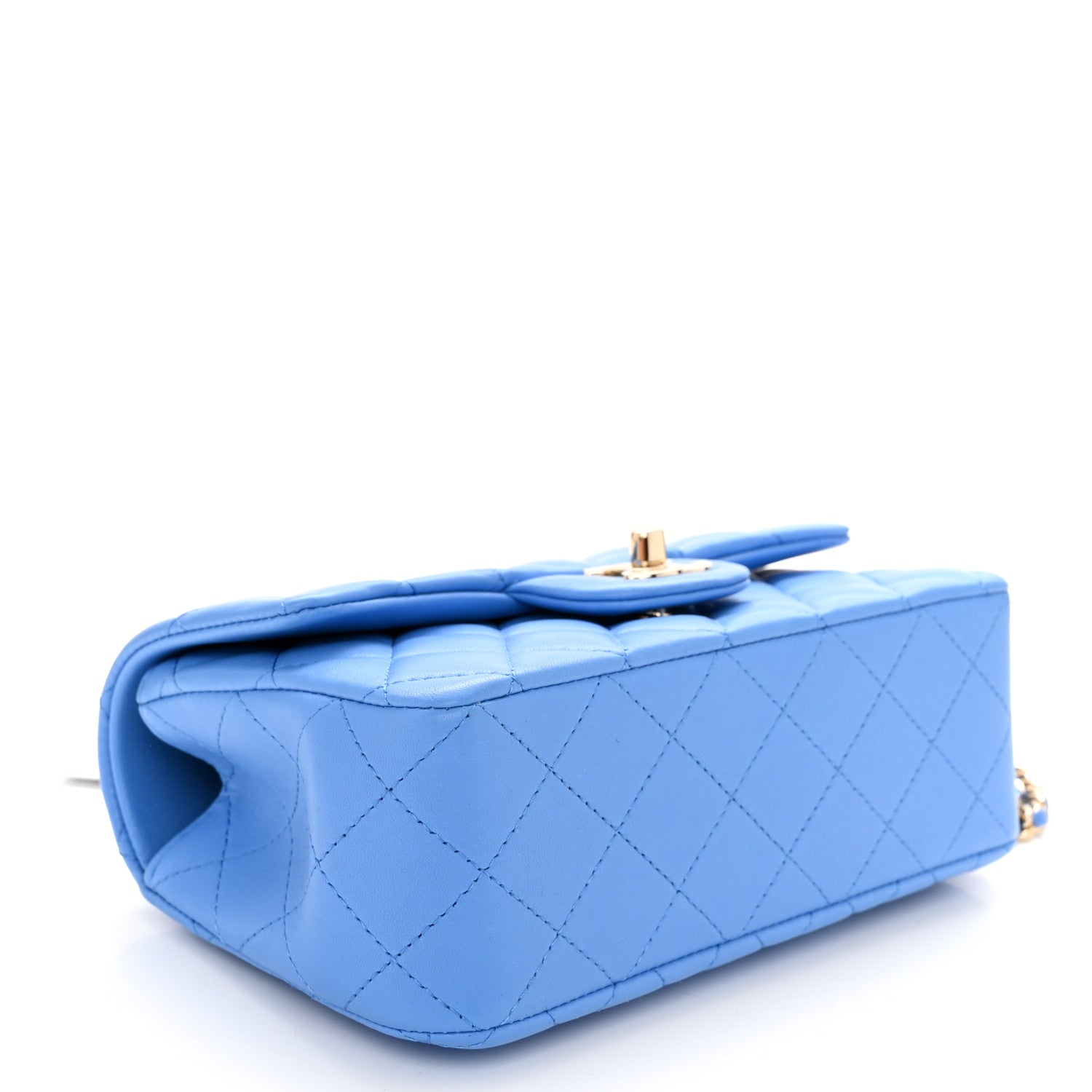 Chanel Lambskin Quilted Mini Top Handle Rectangular Flap Blue 4 of 10