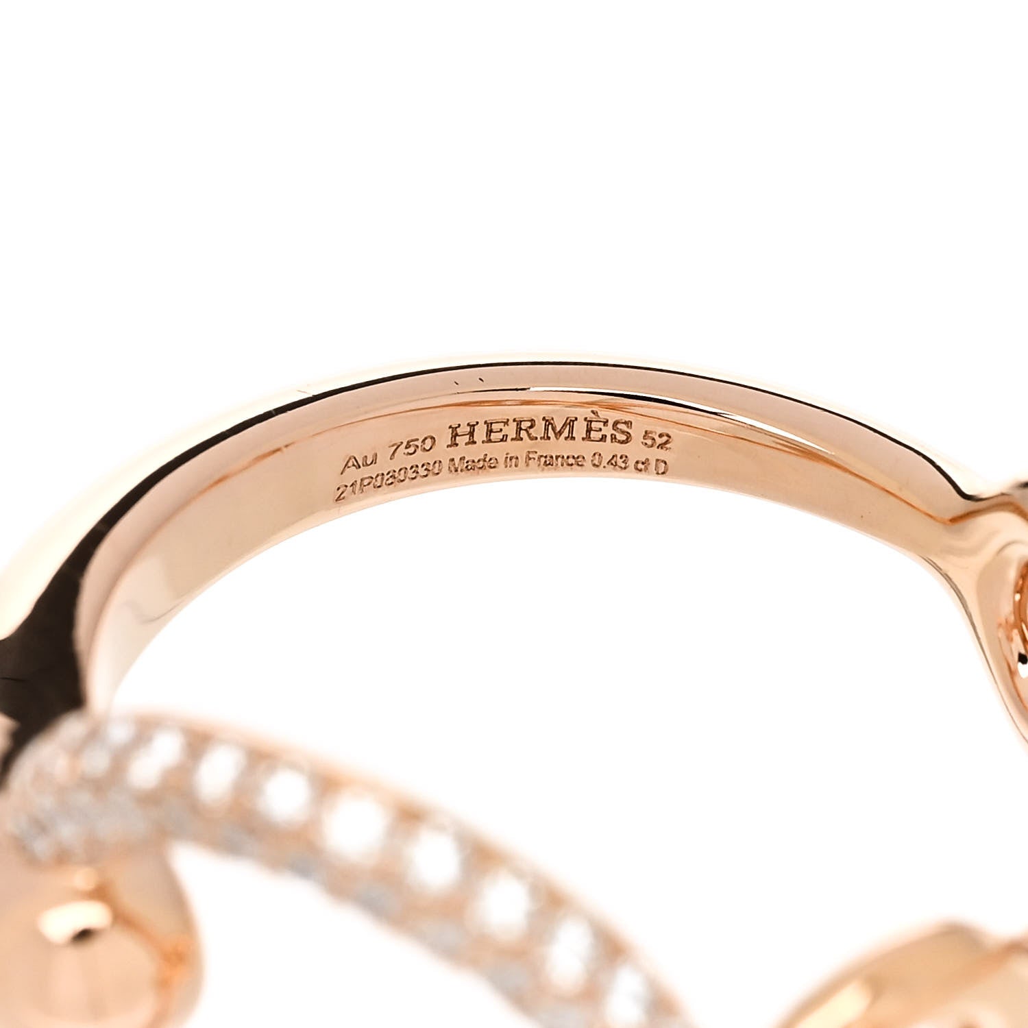 Hermes 18K Rose Gold Diamond Filet d'Or Double Ring 52 6 4 of 5