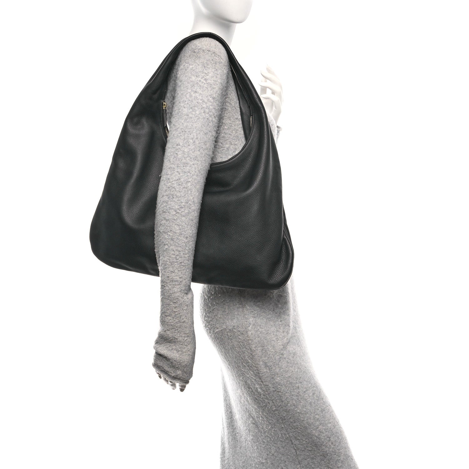The Row Grained Calfskin Medium Everyday Shoulder Bag Black 2 of 9